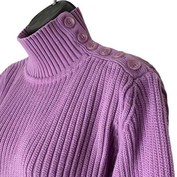 Vtg J Jill Sweater Womens S Purple Ribbed Knit Long Sleeve Pullover Mock Neck - Picture 4 of 10